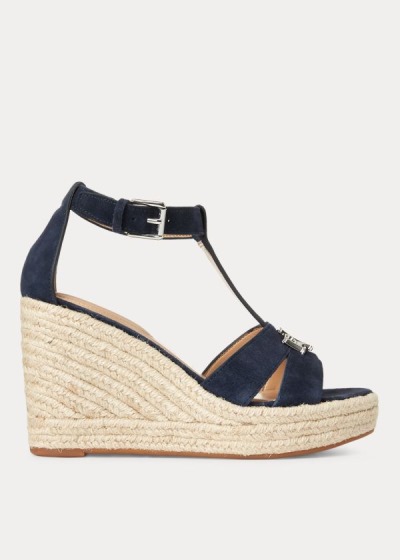 Sandalias Ralph Lauren Mujer Azul Marino - Hale Suede - KFNJX8710